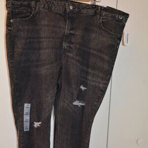 NWT Extra High-Waisted Sky-Hi Straight Black Jeans for Women
